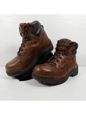 Timberland Pro Titan 6" Work Boots Brown Womens Sz 7.5 Safety Toe Powerfit 26388